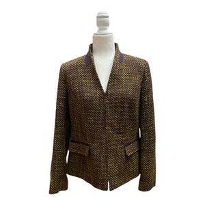 Pendleton Womens Wool Blend Tweed Jacket Blazer Size 10 Purple Acadamia Business